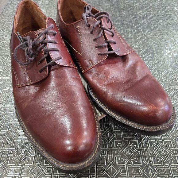 🐢 ECCO  Lisbon Plain Toe Cognac Brown Leather Oxford Shoes. Size EU42 US8-8.5 - Picture 1 of 13